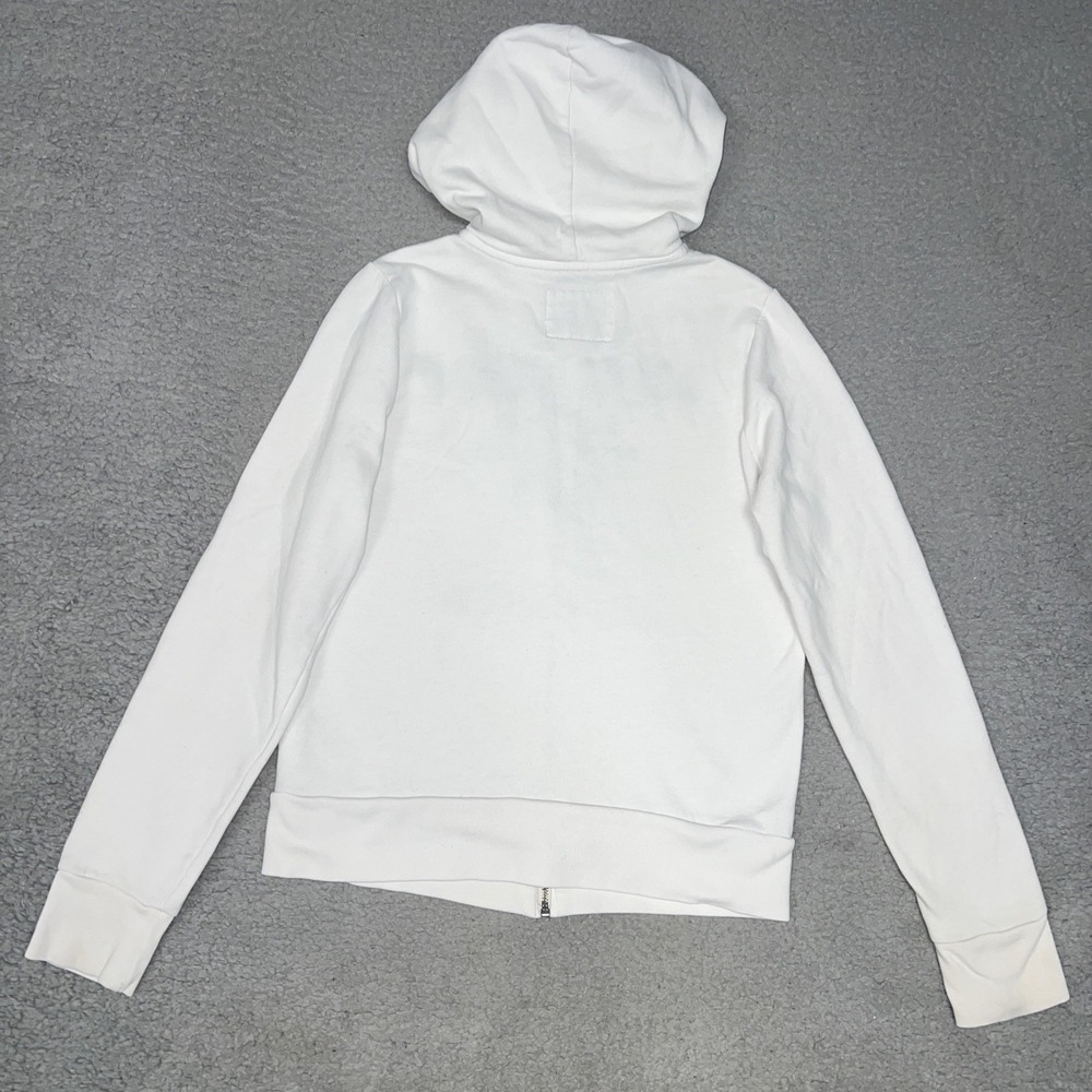 VTG Abercrombie & Fitch Hoodie Womens Sz S White New York EST 1892 Embroider Y2k - Picture 2 of 10